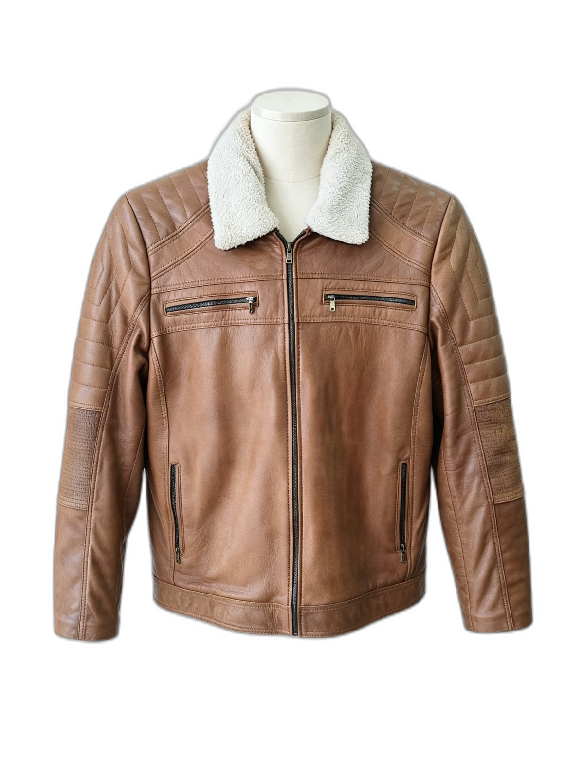 Chaqueta Nórdico de cuero genuino hecho a mano en Quito, Ecuador - vista 10