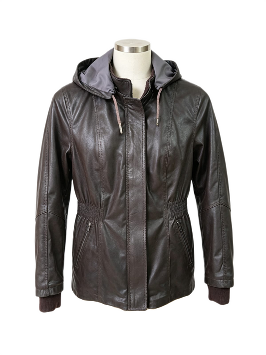 Chaqueta Siena de cuero genuino hecho a mano en Quito, Ecuador - vista 1