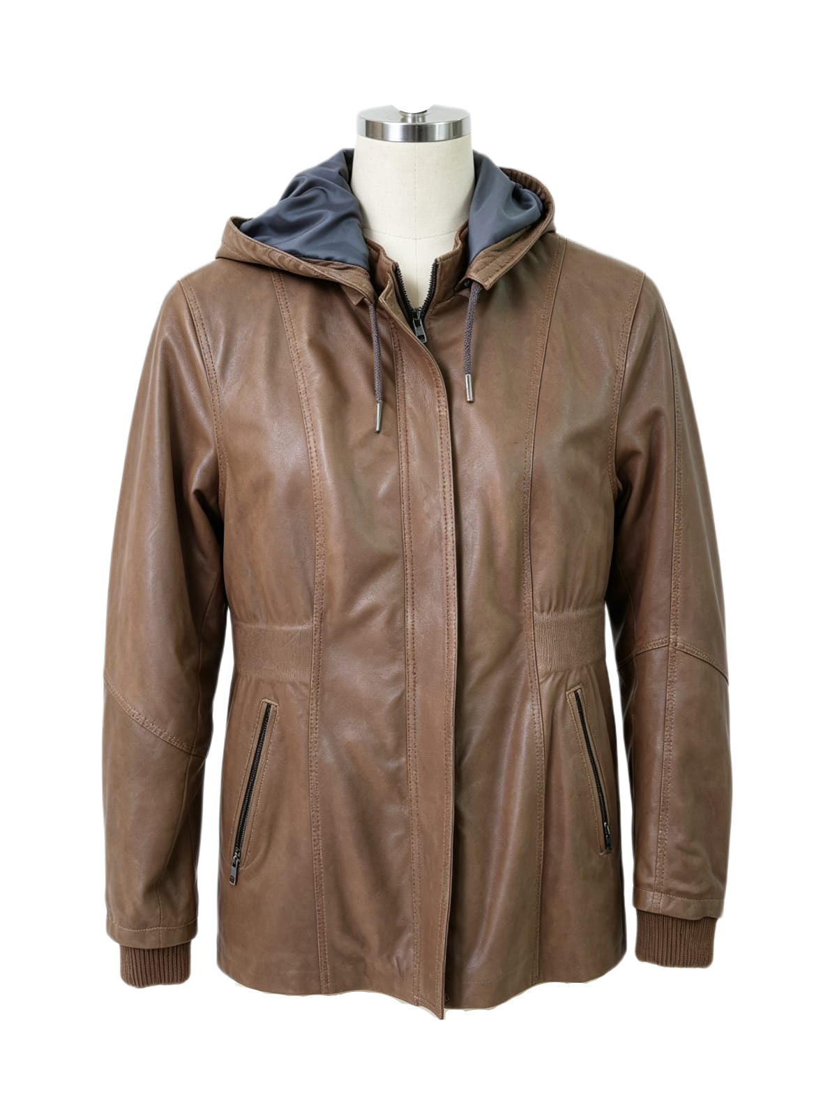 Chaqueta Siena de cuero genuino hecho a mano en Quito, Ecuador - vista 3