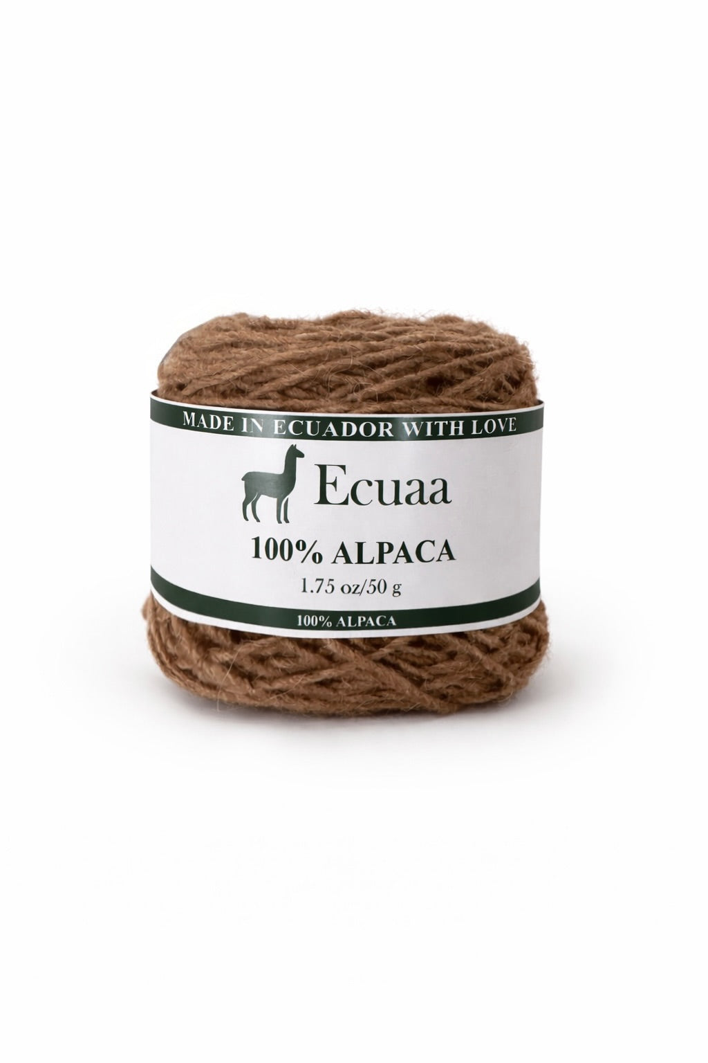 100% alpaca yarn close-up texture in earth brown