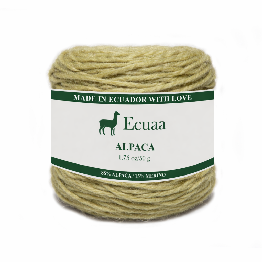 85% alpaca yarn skein in soft sage green