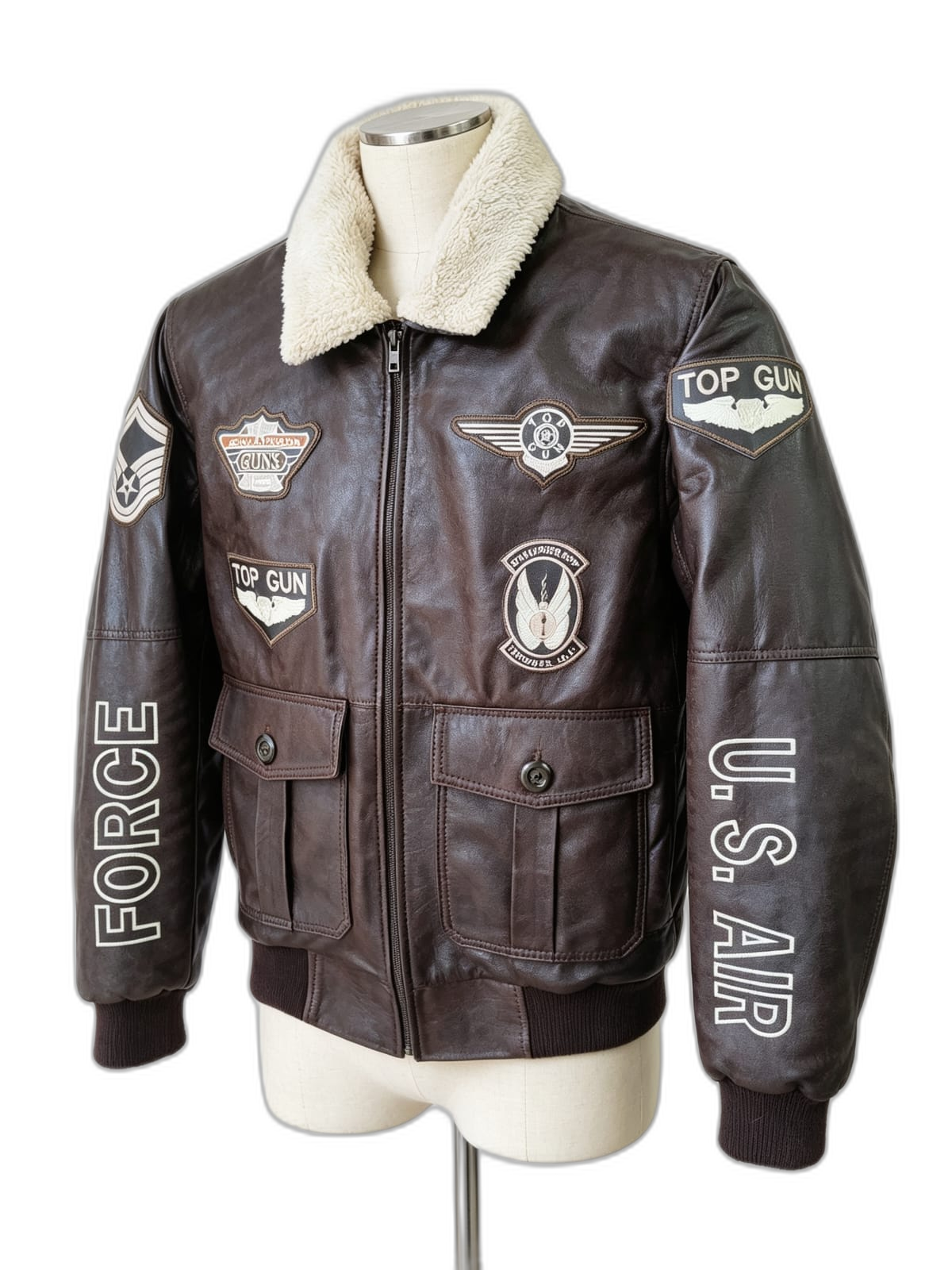 Chaqueta Aviator de cuero genuino hecho a mano en Quito, Ecuador - vista 9