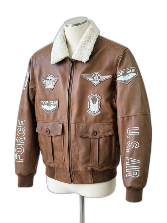 Chaqueta Aviator de cuero genuino hecho a mano en Quito, Ecuador - vista 1