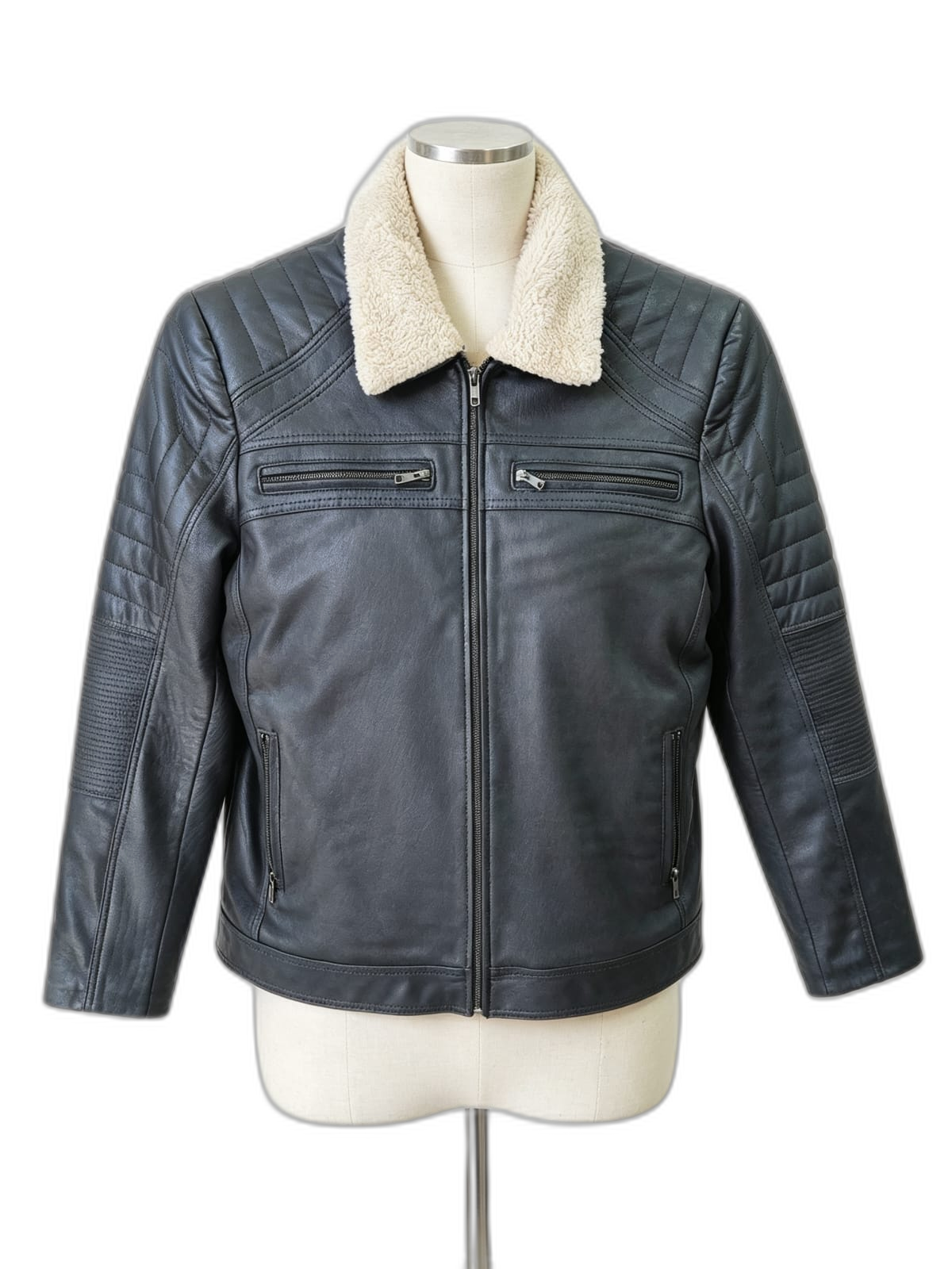 Chaqueta Nórdico de cuero genuino hecho a mano en Quito, Ecuador - vista 6