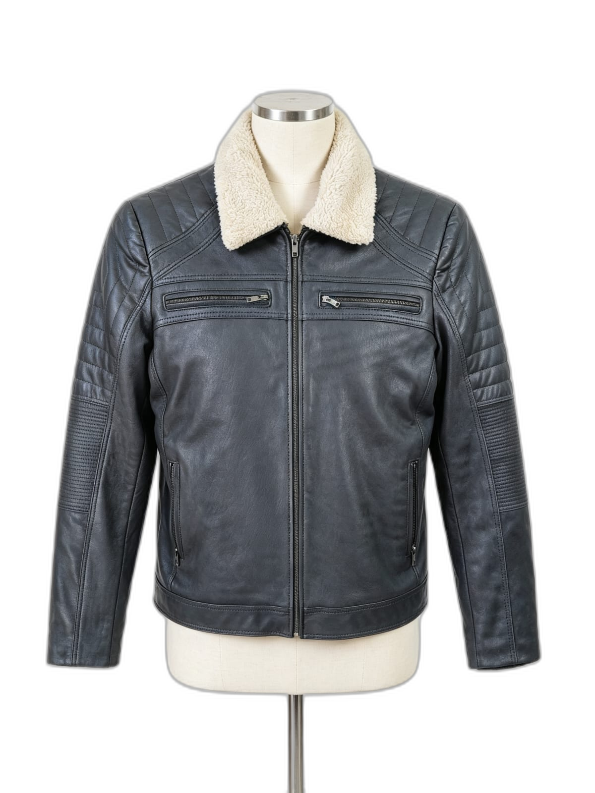 Chaqueta Nórdico de cuero genuino hecho a mano en Quito, Ecuador - vista 5