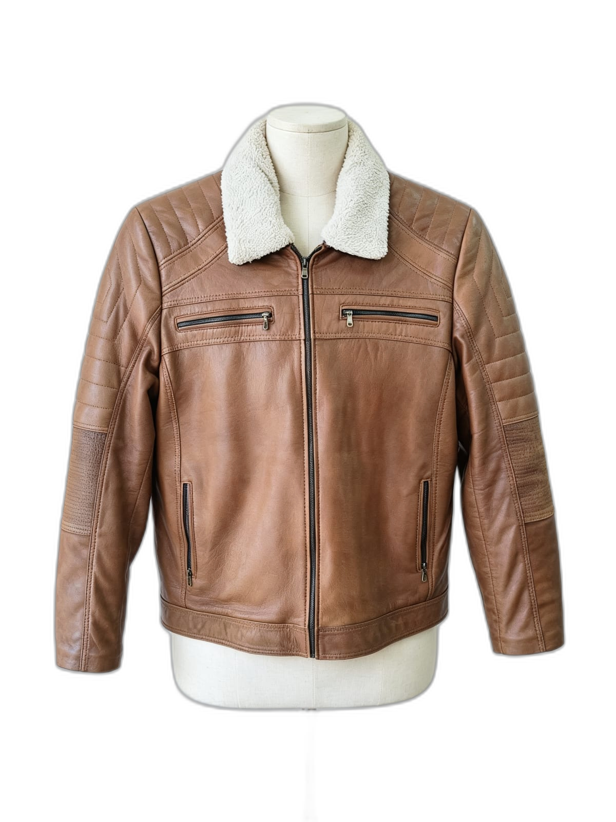 Chaqueta Nórdico de cuero genuino hecho a mano en Quito, Ecuador - vista 3