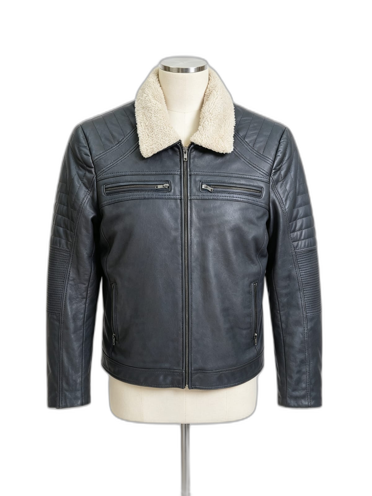 Chaqueta Nórdico de cuero genuino hecho a mano en Quito, Ecuador - vista 8