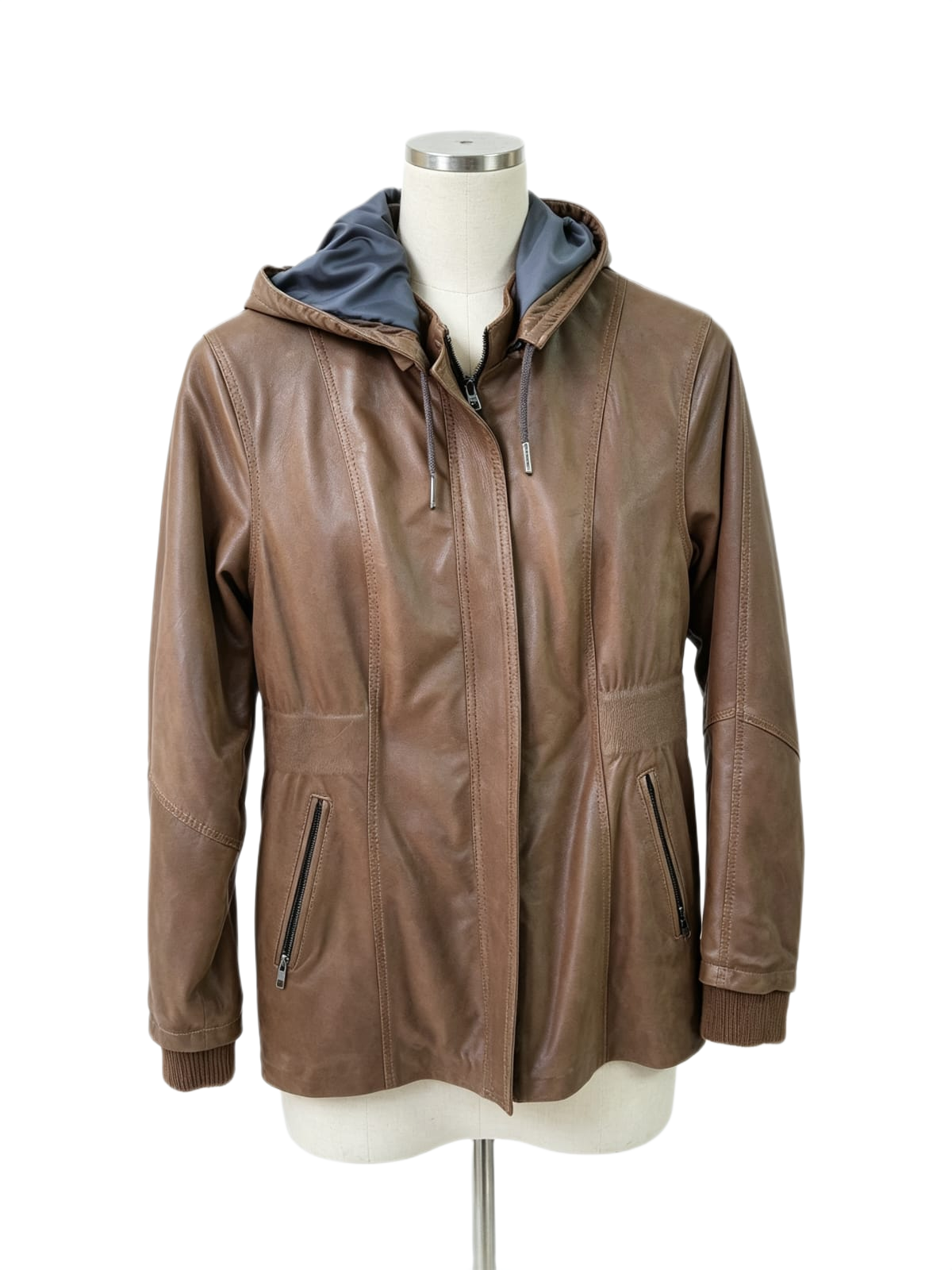 Chaqueta Siena de cuero genuino hecho a mano en Quito, Ecuador - vista 8