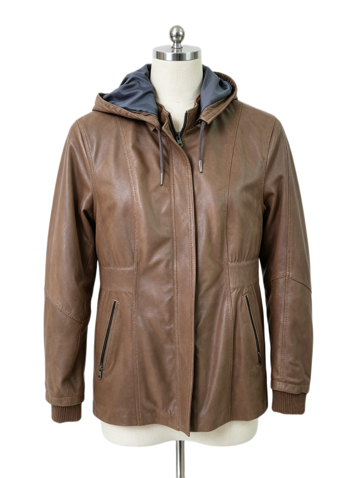 Chaqueta Siena de cuero genuino hecho a mano en Quito, Ecuador - vista 3