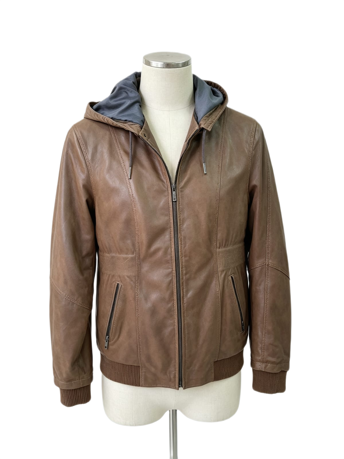 Chaqueta Siena de cuero genuino hecho a mano en Quito, Ecuador - vista 9