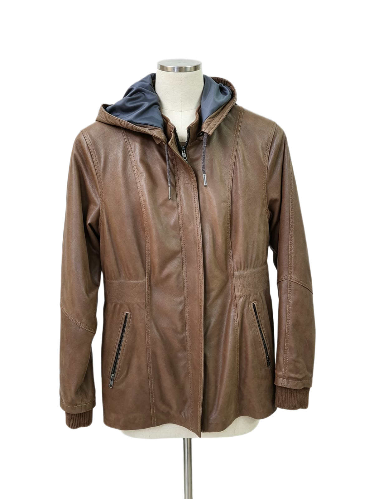 Chaqueta Siena de cuero genuino hecho a mano en Quito, Ecuador - vista 4