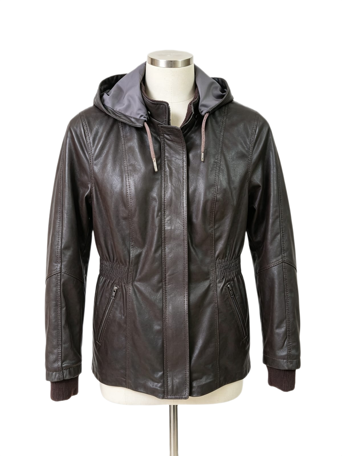 Chaqueta Siena de cuero genuino hecho a mano en Quito, Ecuador - vista 1