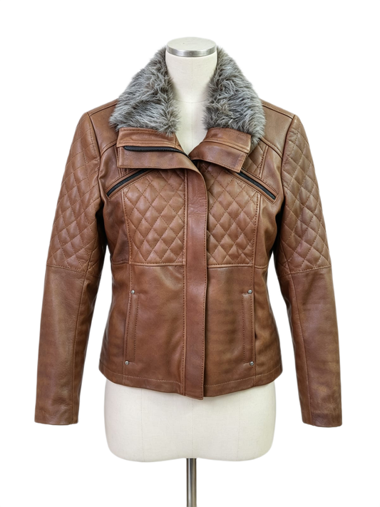 Chaqueta Mara de cuero genuino hecho a mano en Quito, Ecuador - vista 1