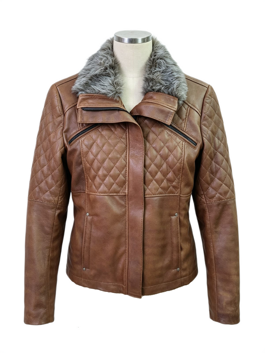Chaqueta Mara de cuero genuino hecho a mano en Quito, Ecuador - vista 3